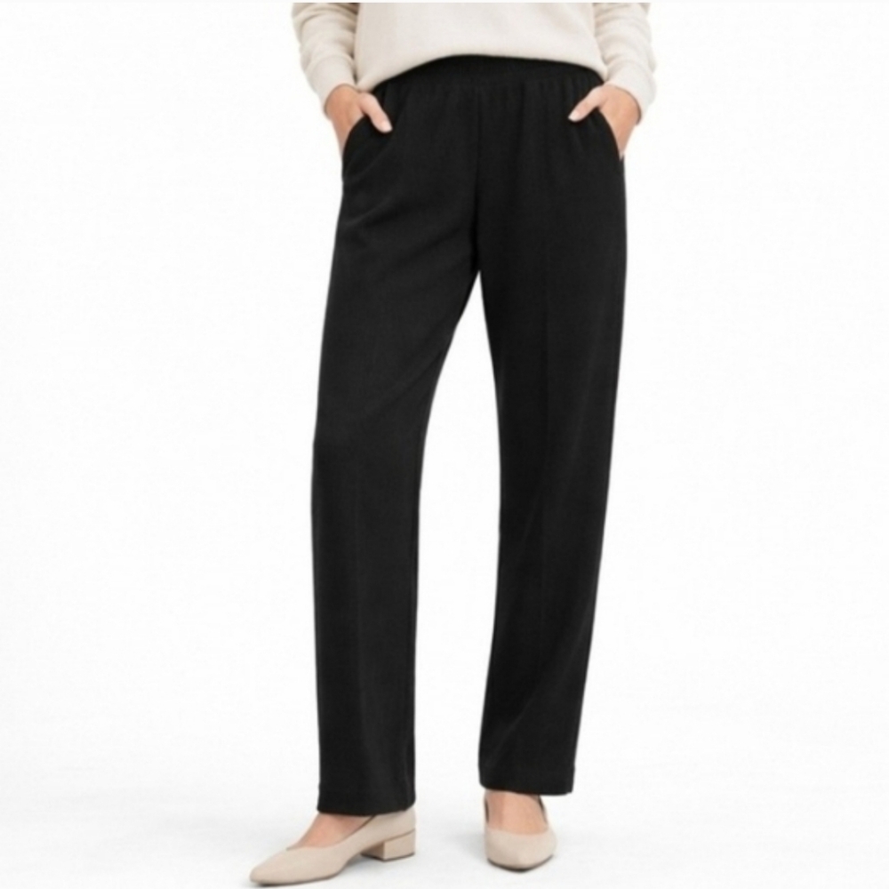 St. John Basics Black Santana Knit Pleated Front Pull-on Pants Classic Size 6